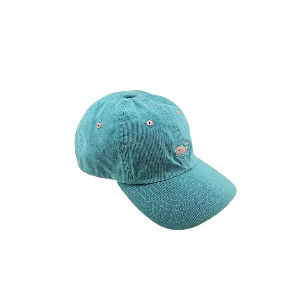 Vineyard Vines Unisex Youth Baseball Cap Aqua Blue Pink Whale Logo Hat